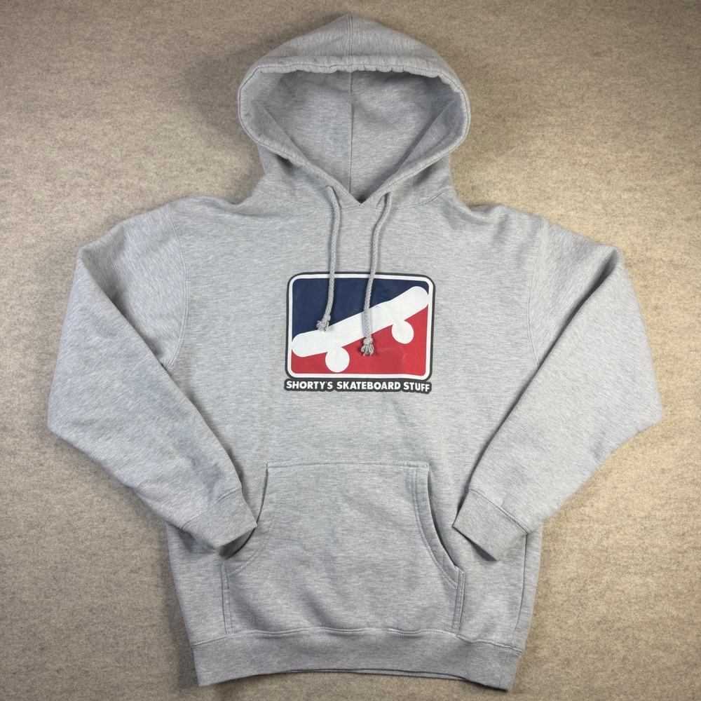 Shortys Skateboard Stuff Hoodie Heather Gray Graphic Skate Sweatshirt Mens M